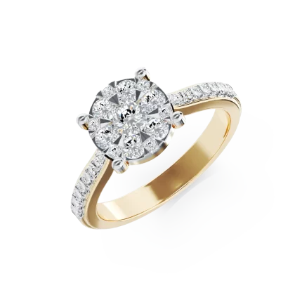 Inel de logodna din aur galben de 18K cu diamante de 0.48ct