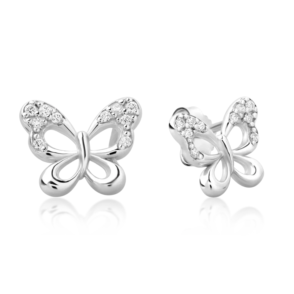 Cercei fluturasi din aur alb