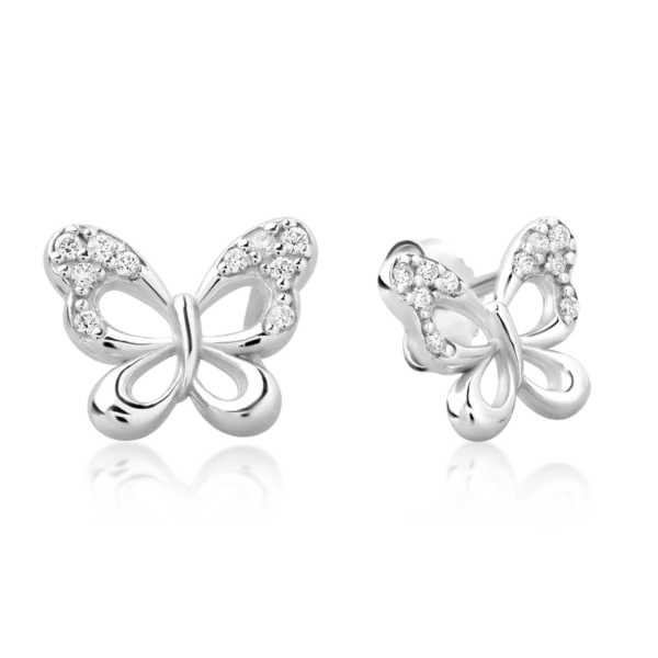 Cercei fluturasi din aur alb