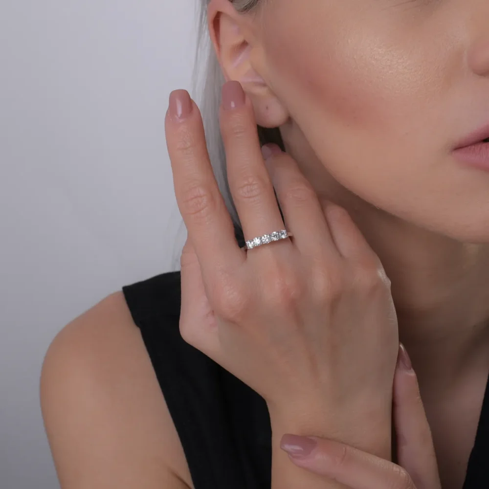 Inel din aur alb cu diamante de 0.76ct - imagine 4