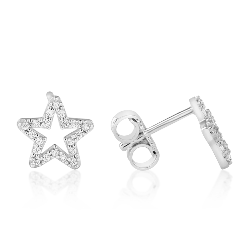 Cercei stelute din aur alb - imagine 3