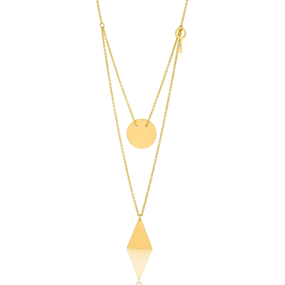 Lant cu pandantive geometrice din aur galben