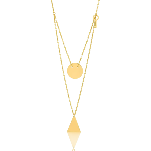 Lant cu pandantive geometrice din aur galben