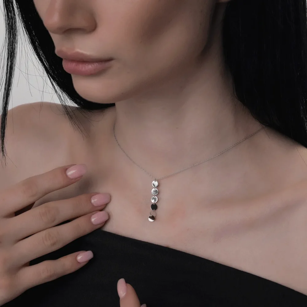 Lant cu pandantiv din aur alb - imagine 2