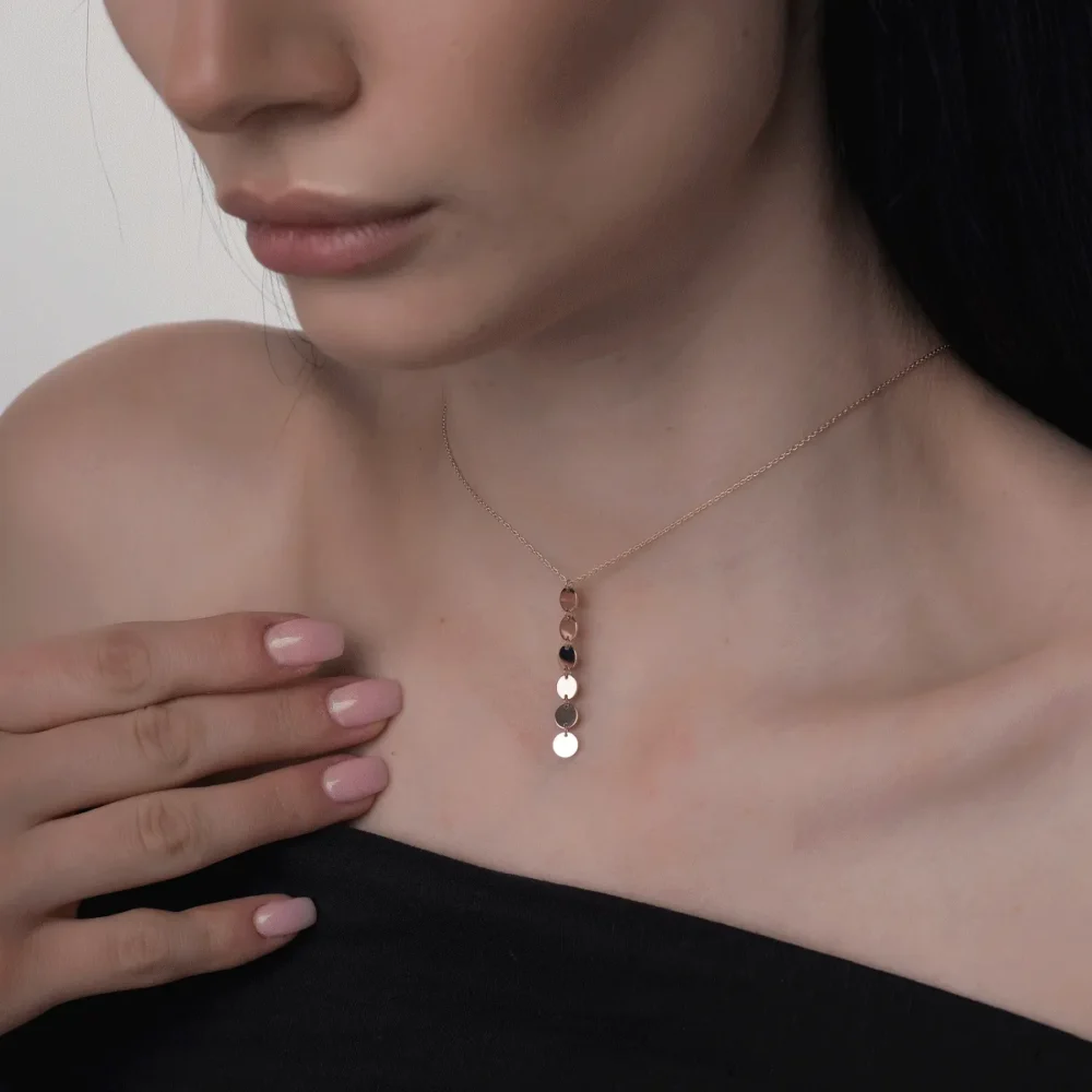 Lant cu pandantiv din aur roz - imagine 2