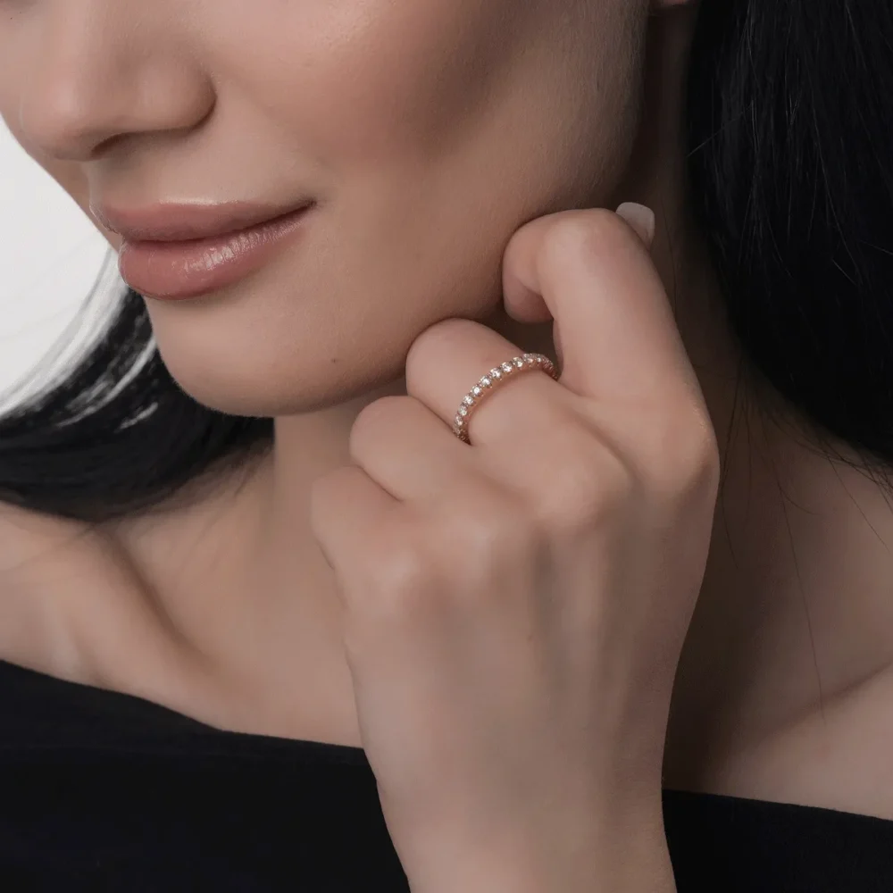 Inel din aur roz cu diamante de 1ct - imagine 4