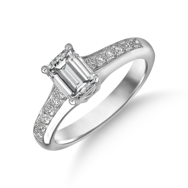 Inel de logodna din aur alb cu diamant de 1.1ct si diamante de 0.2ct