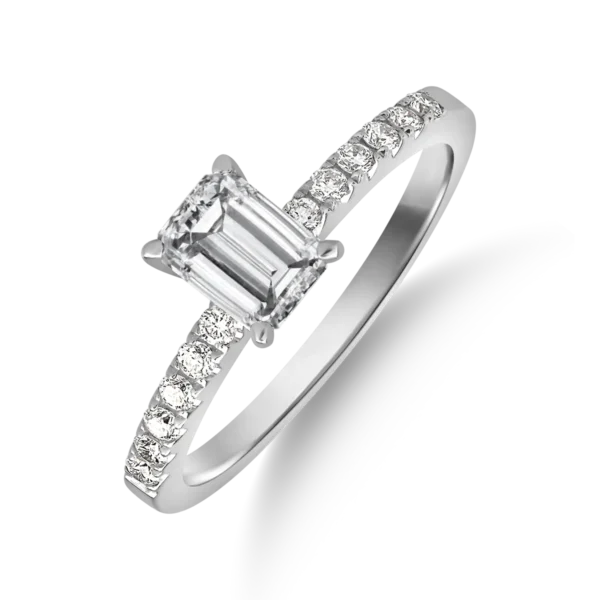 Inel de logodna din aur alb cu diamant de 0.9ct si diamante de 0.19ct