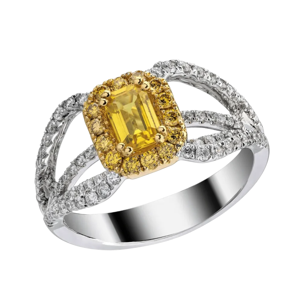 Inel de logodna din aur alb cu pietre pretioase de 1.48ct