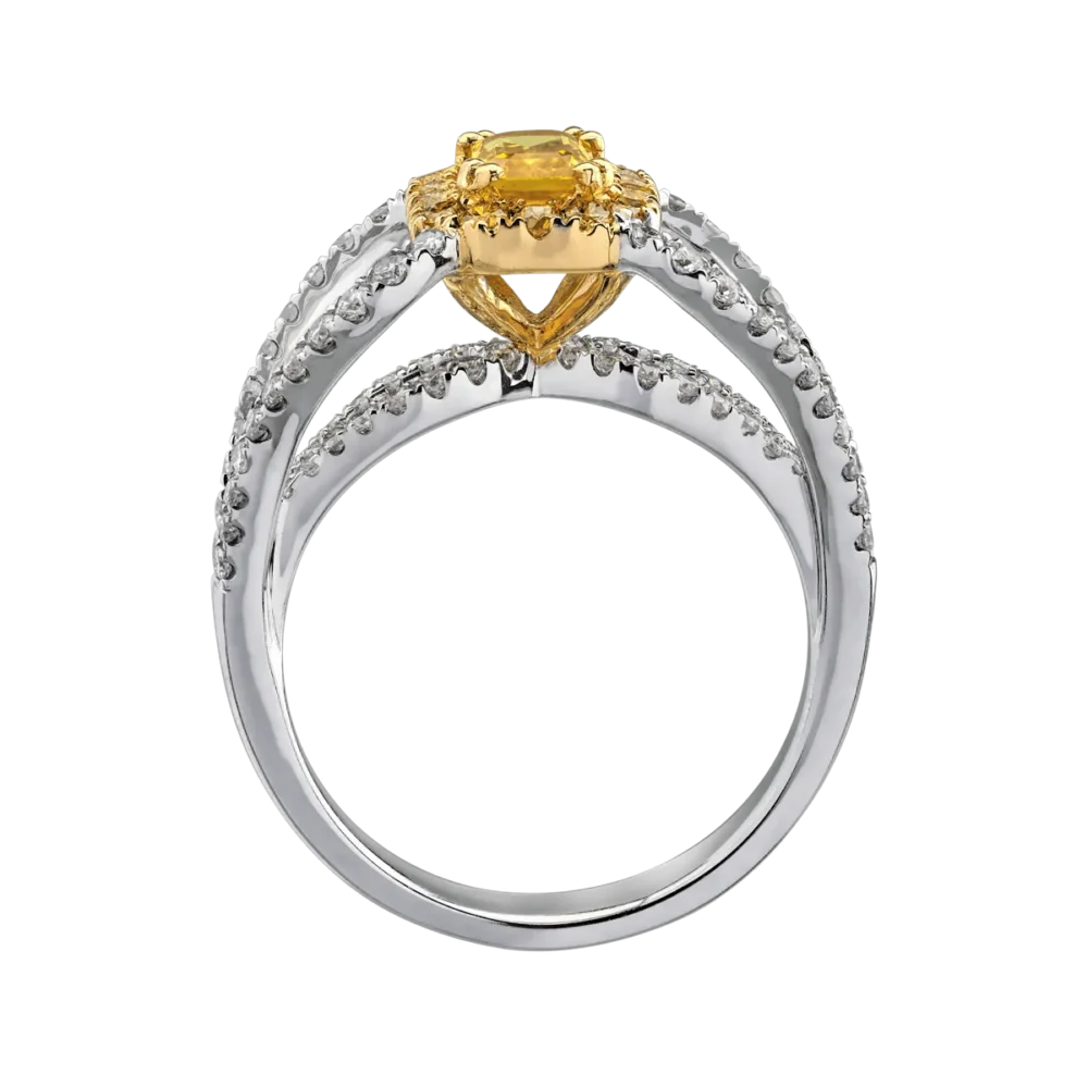 Inel de logodna din aur alb cu pietre pretioase de 1.48ct - imagine 2