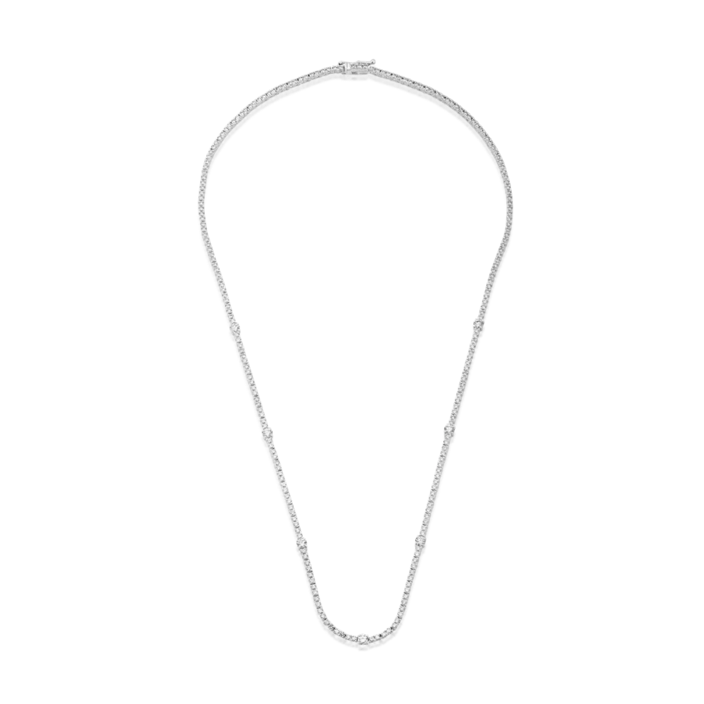 Colier tennis din aur alb cu diamante de 3.55ct
