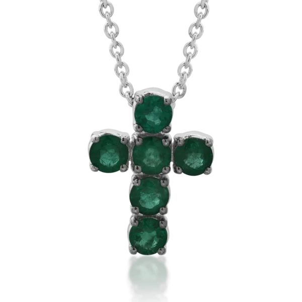 Lant cu pandantiv din aur alb cu smaralde de 1.65ct