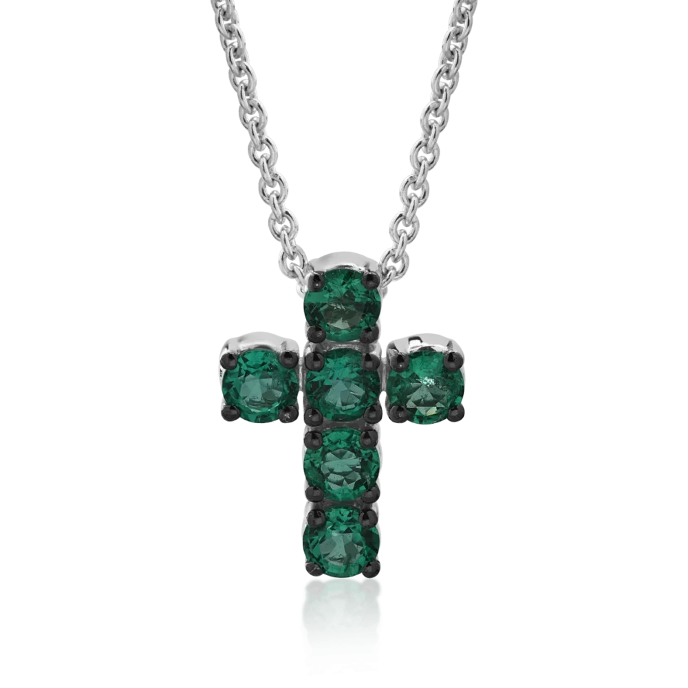 Lant cu pandantiv din aur alb cu smaralde de 0.52ct