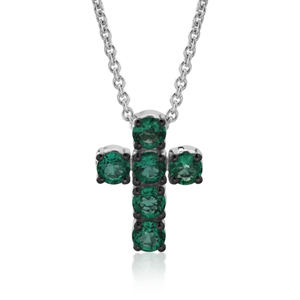 Lant cu pandantiv din aur alb cu smaralde de 0.52ct