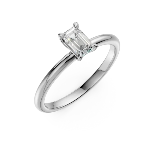 Inel de logodna din aur alb cu un diamant emerald solitaire de 0.3ct