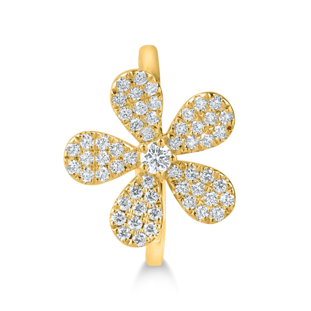 Inel floare din aur galben cu diamante de 0.5ct - imagine 2