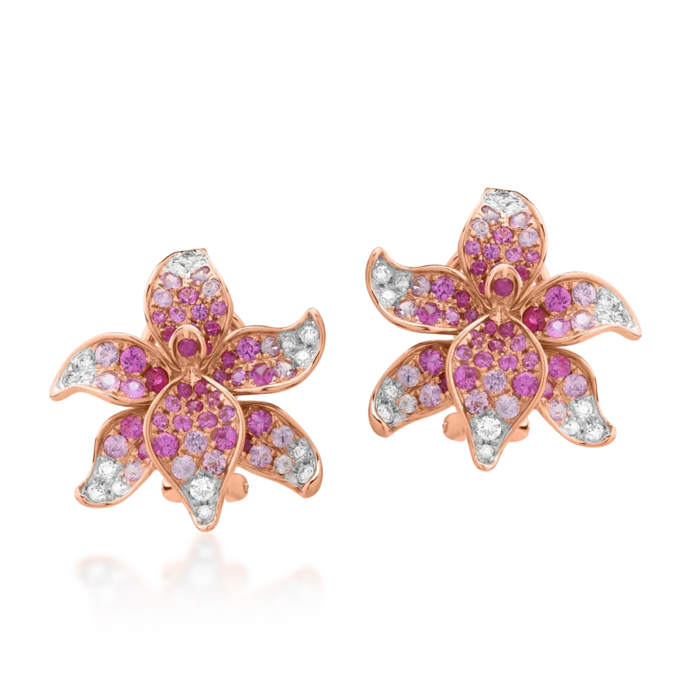 Cercei din aur roz cu pietre pretioase de 2.1ct - imagine 2