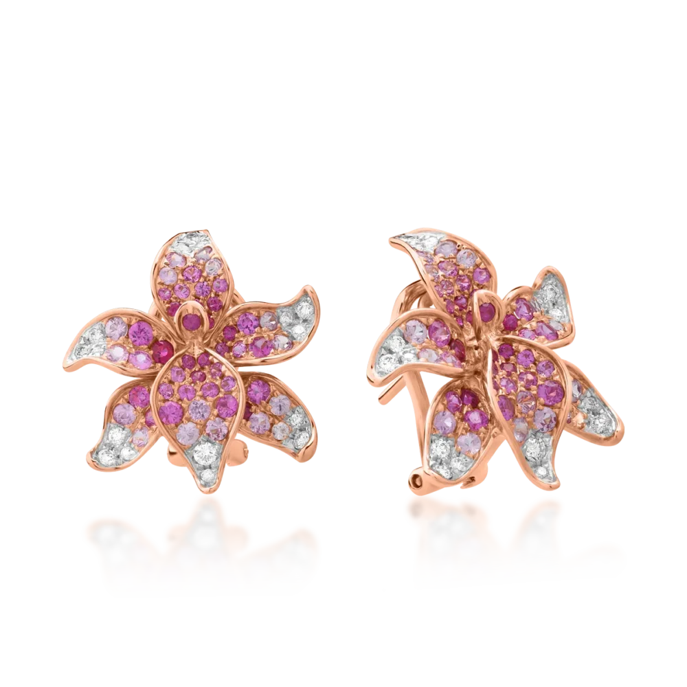 Cercei din aur roz cu pietre pretioase de 2.1ct