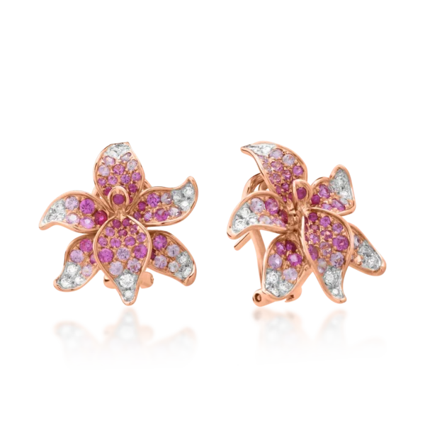 Cercei din aur roz cu pietre pretioase de 2.1ct