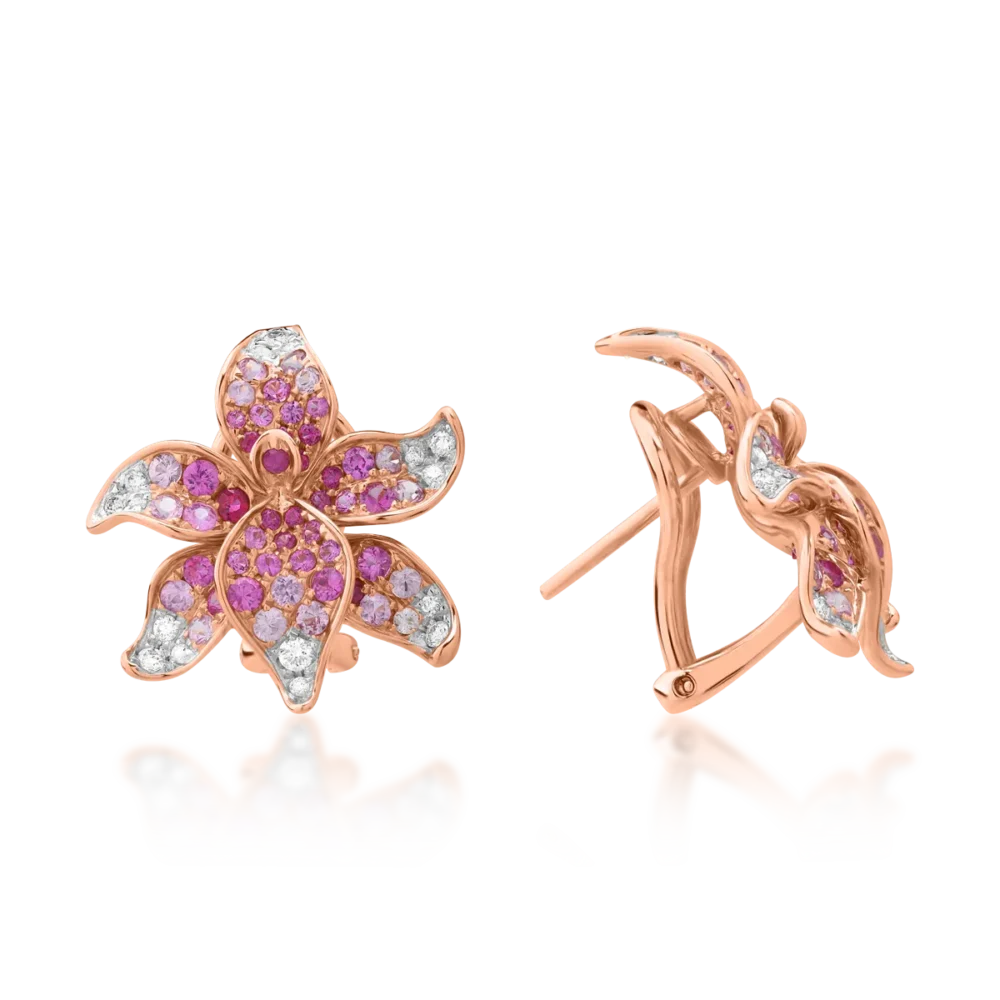 Cercei din aur roz cu pietre pretioase de 2.1ct - imagine 3