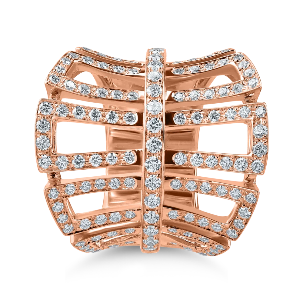 Inel din aur roz cu diamante de 1.35ct - imagine 2