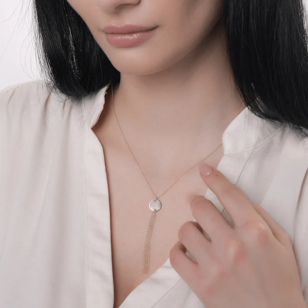 Lant cu pandantiv din aur galben - imagine 3