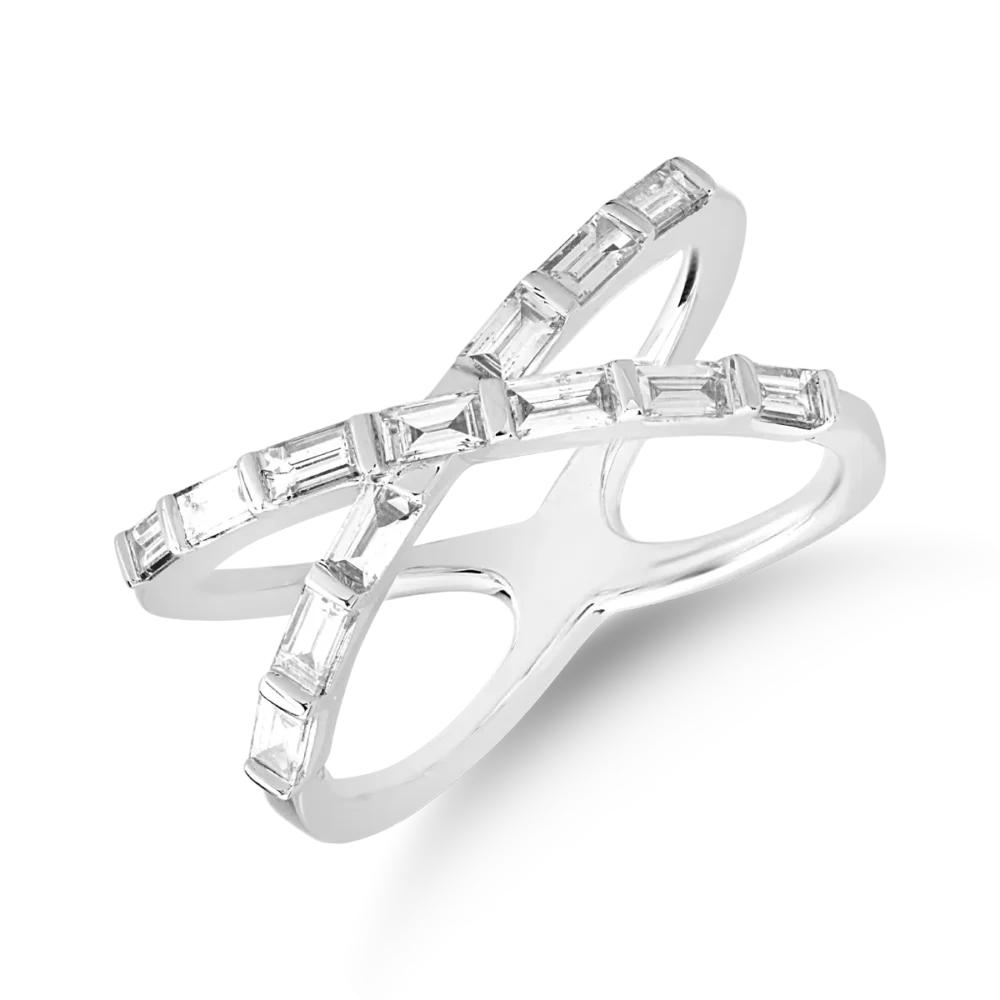 Inel din aur alb cu diamante baguette de 0.5ct