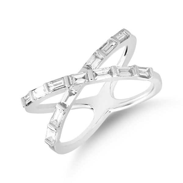 Inel din aur alb cu diamante baguette de 0.5ct