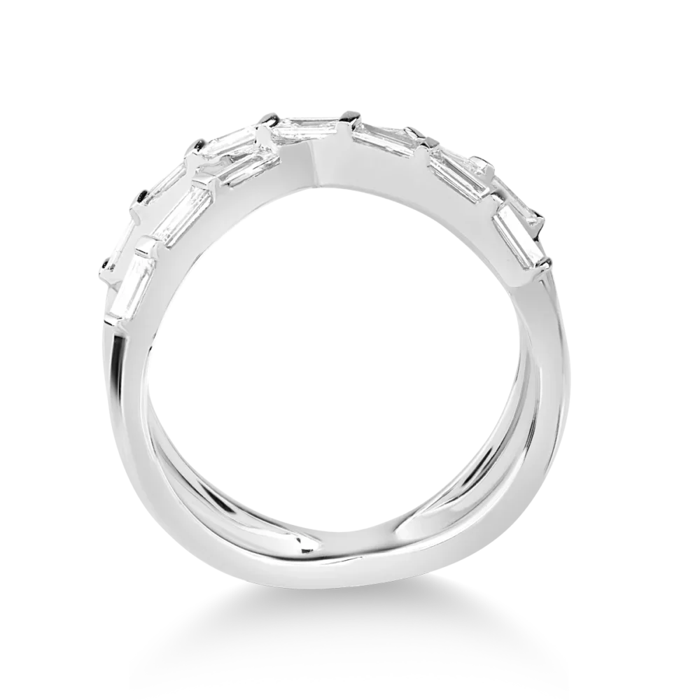 Inel din aur alb cu diamante baguette de 0.5ct - imagine 2