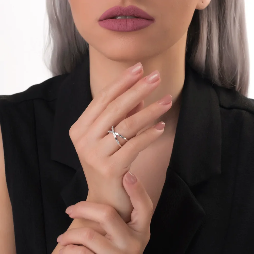 Inel din aur alb cu diamante baguette de 0.5ct - imagine 4