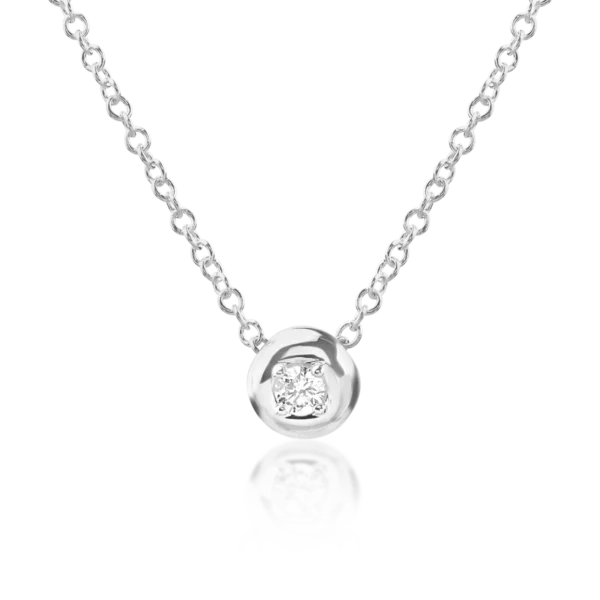 Lant cu pandantiv din aur alb cu diamant de 0.041ct