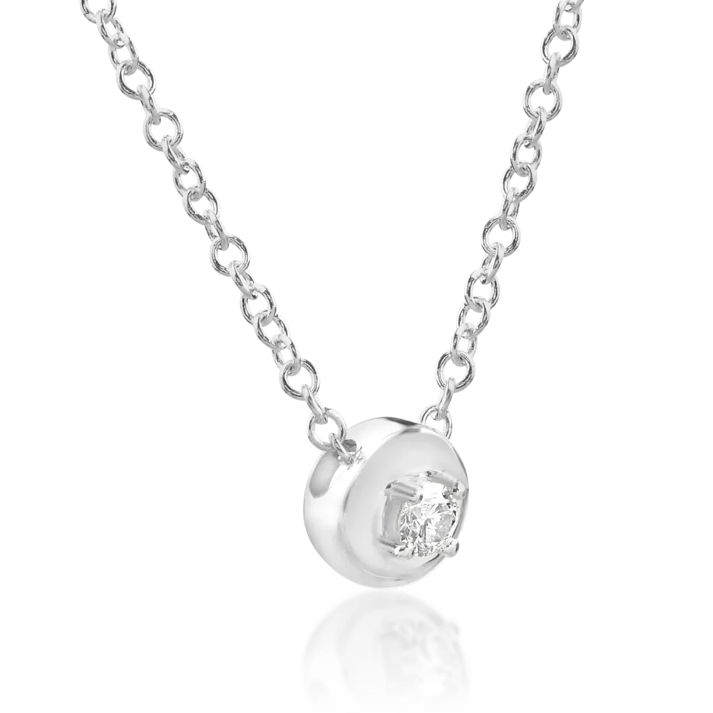 Lant cu pandantiv din aur alb cu diamant de 0.041ct - imagine 2