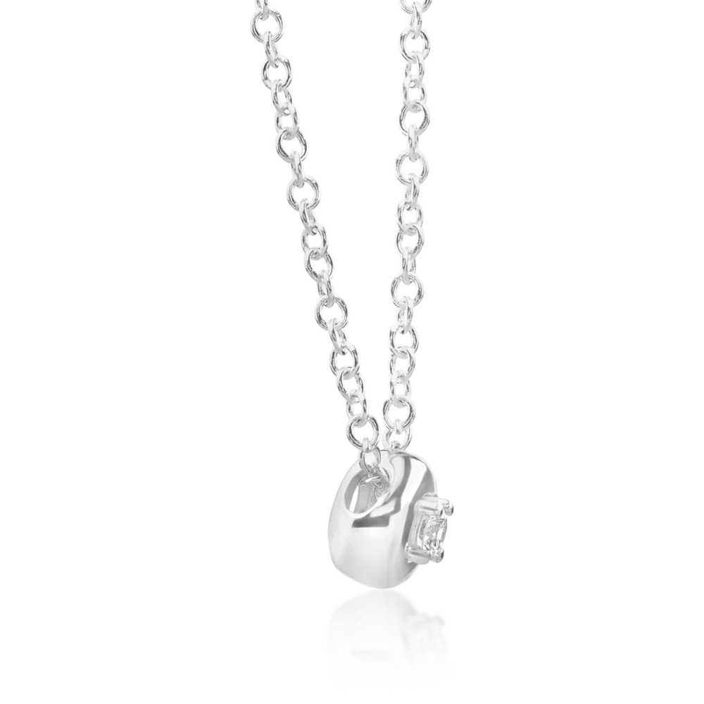 Lant cu pandantiv din aur alb cu diamant de 0.041ct - imagine 3