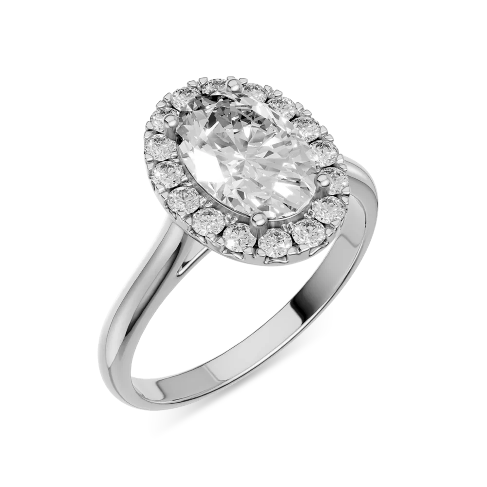 Inel Alma din aur alb cu diamante ovale si rotunde de 1.2ct create in laborator