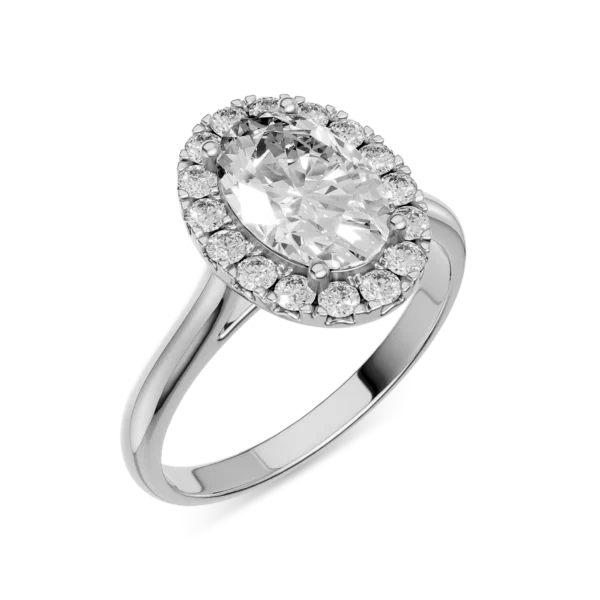 Inel Alma din aur alb cu diamante ovale si rotunde de 1.2ct create in laborator