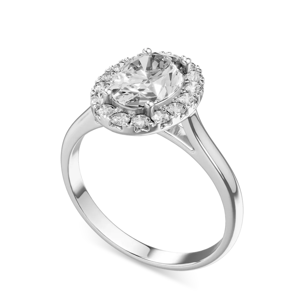 Inel Alma din aur alb cu diamante ovale si rotunde de 1.2ct create in laborator - imagine 2