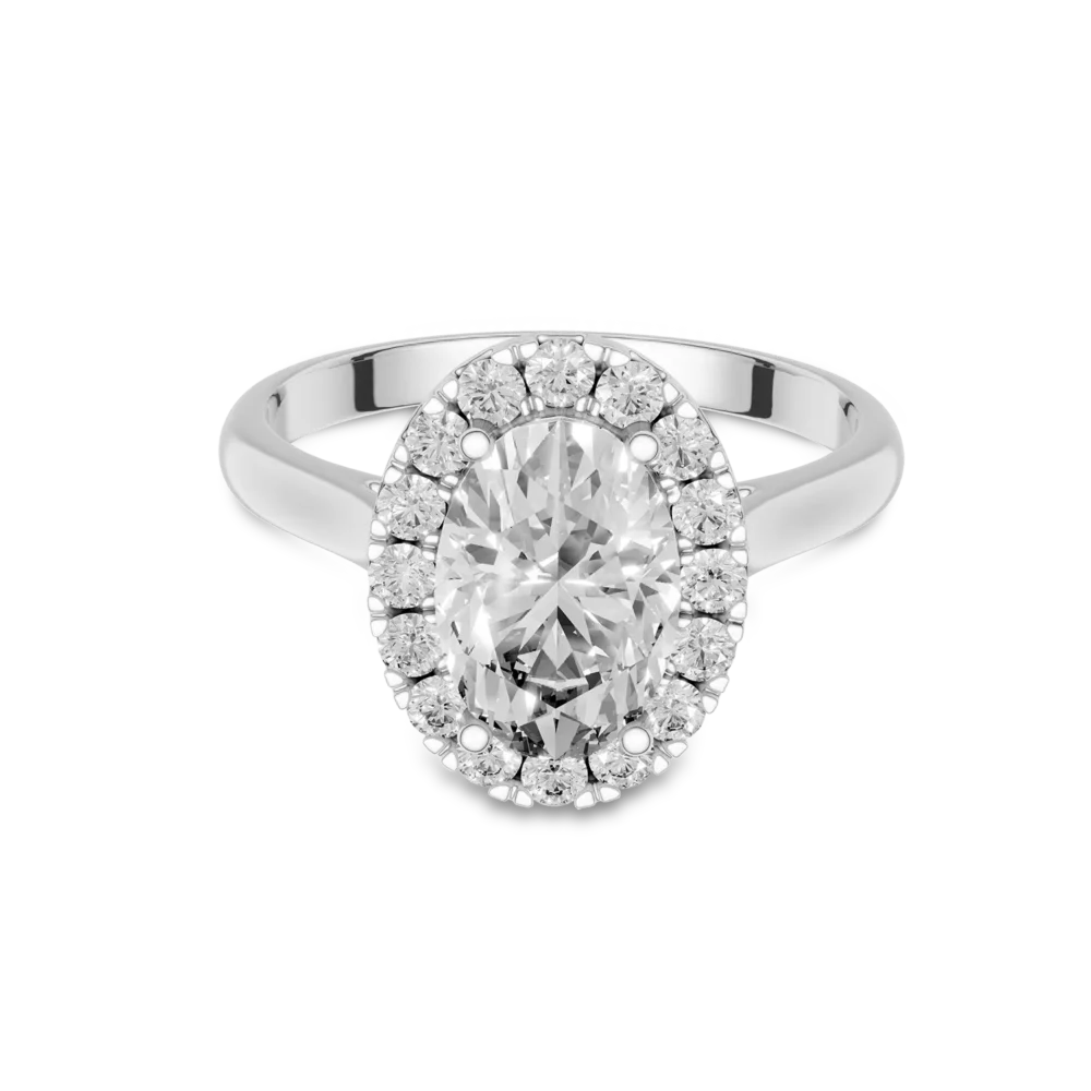 Inel Alma din aur alb cu diamante ovale si rotunde de 1.2ct create in laborator - imagine 3