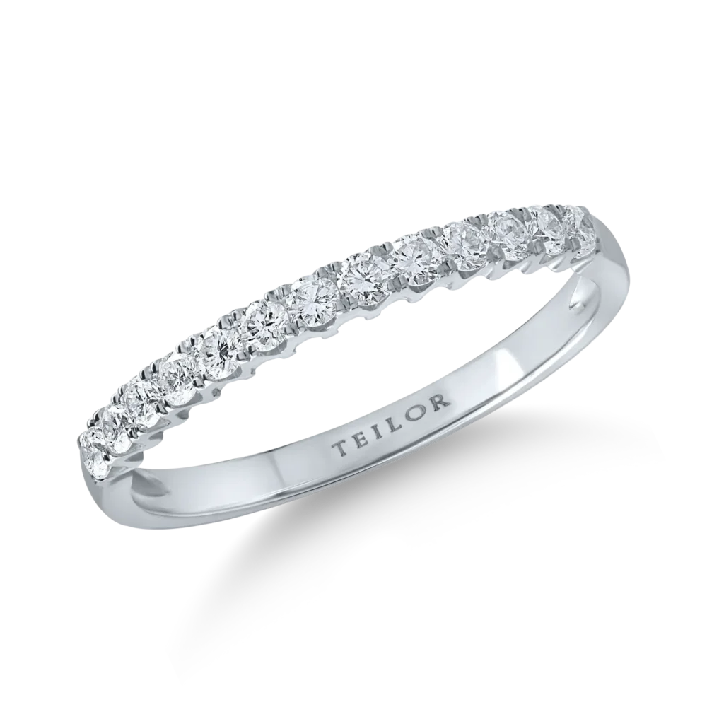 Inel semi eternity din aur alb cu diamante de 0.2ct