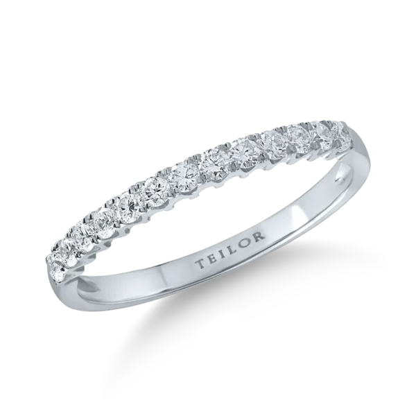 Inel semi eternity din aur alb cu diamante de 0.2ct