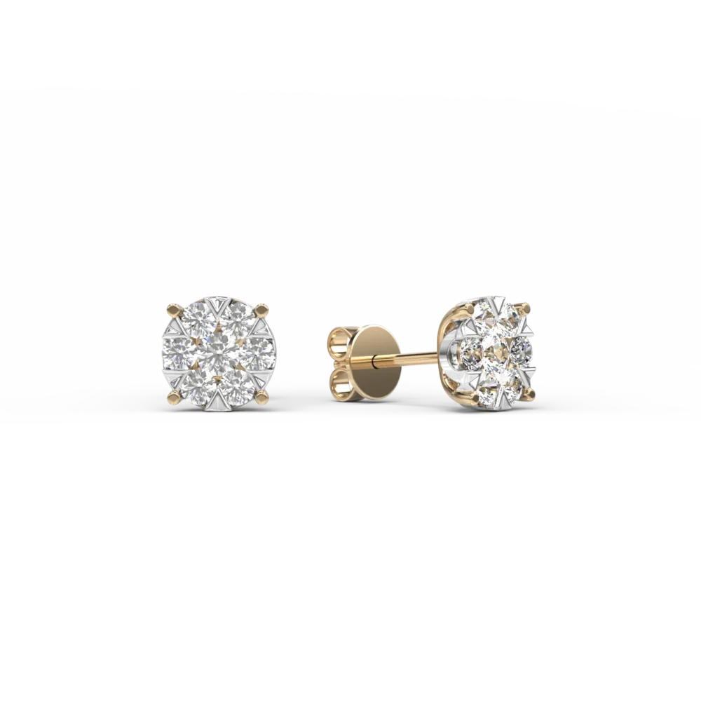 Cercei cu surub din aur galben cu diamante de 0.5ct