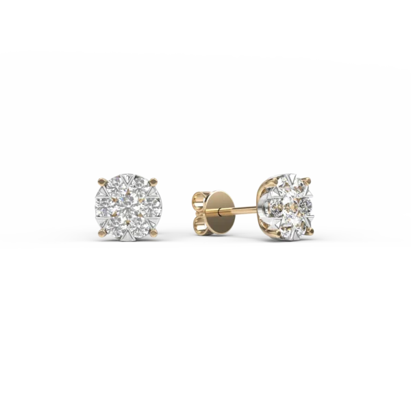 Cercei cu surub din aur galben cu diamante de 0.5ct