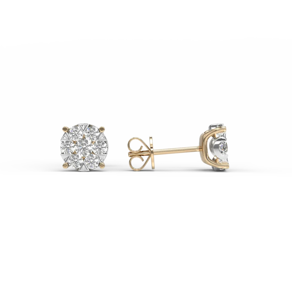 Cercei cu surub din aur galben cu diamante de 0.5ct - imagine 3