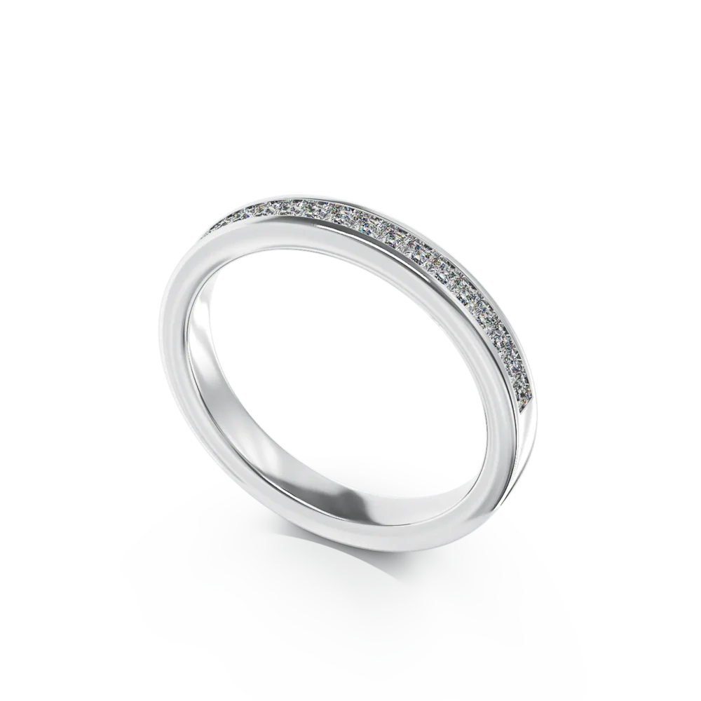 Inel semi eternity din aur alb cu diamante princess de 0.3ct - imagine 2