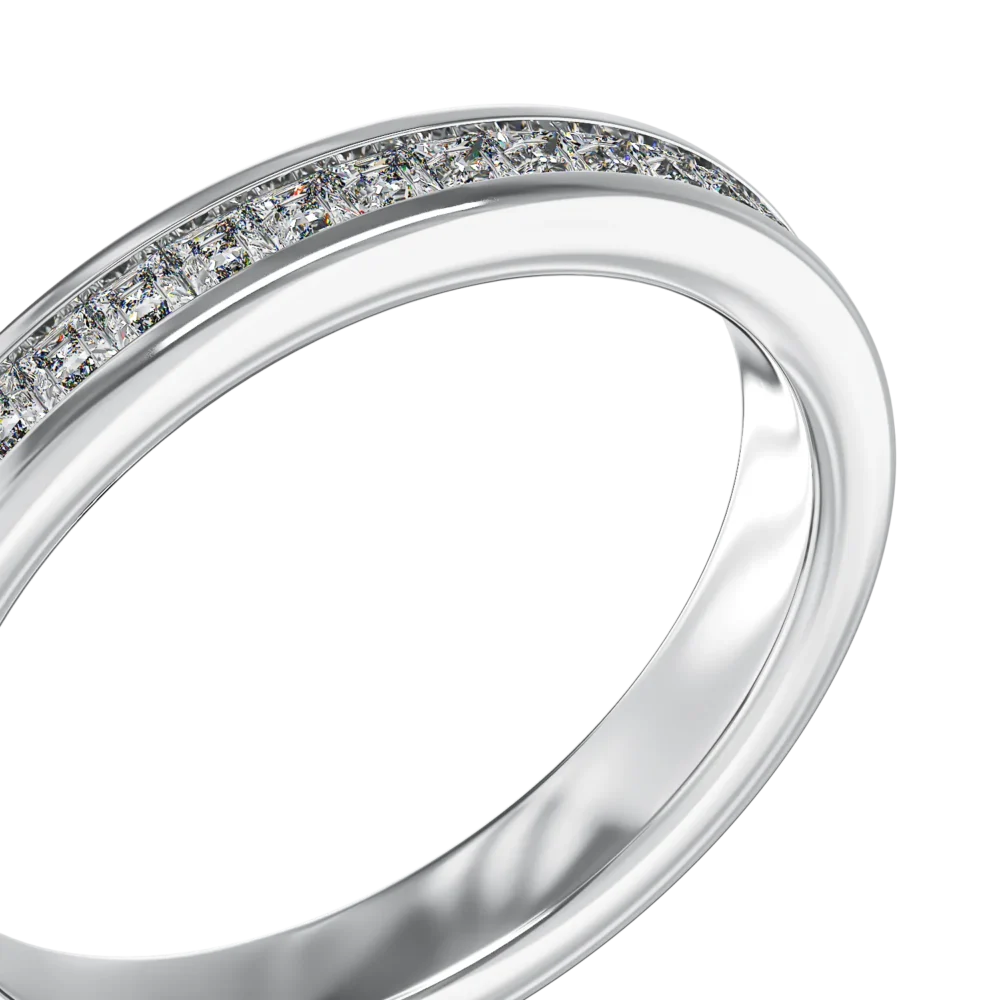 Inel semi eternity din aur alb cu diamante princess de 0.3ct - imagine 4