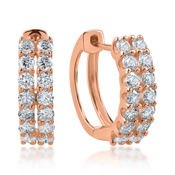 Cercei rotunzi din aur roz cu diamante de 0.7ct