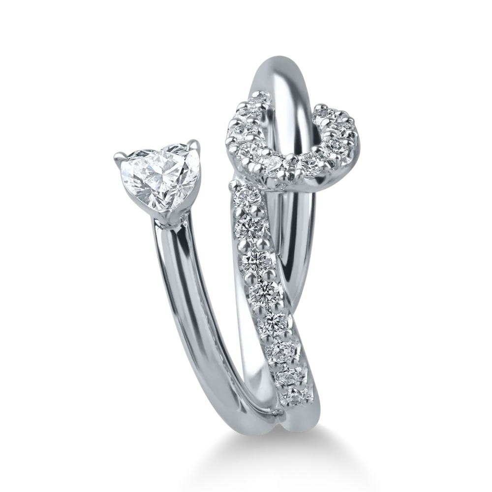 Inel din aur alb cu diamante heart si rotunde de 0.61ct - imagine 2