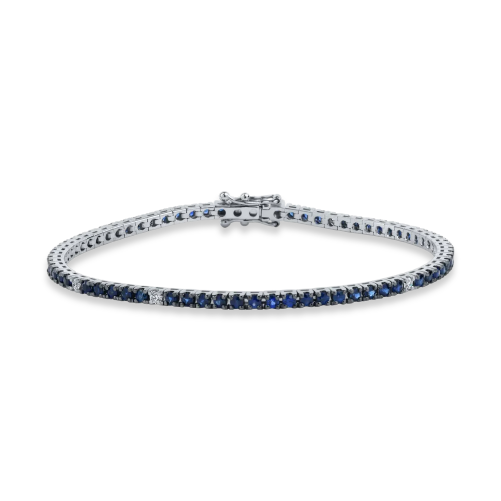 Bratara tennis din aur alb cu safire si diamante de 2.6ct