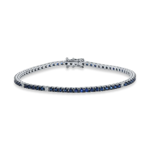 Bratara tennis din aur alb cu safire si diamante de 2.6ct