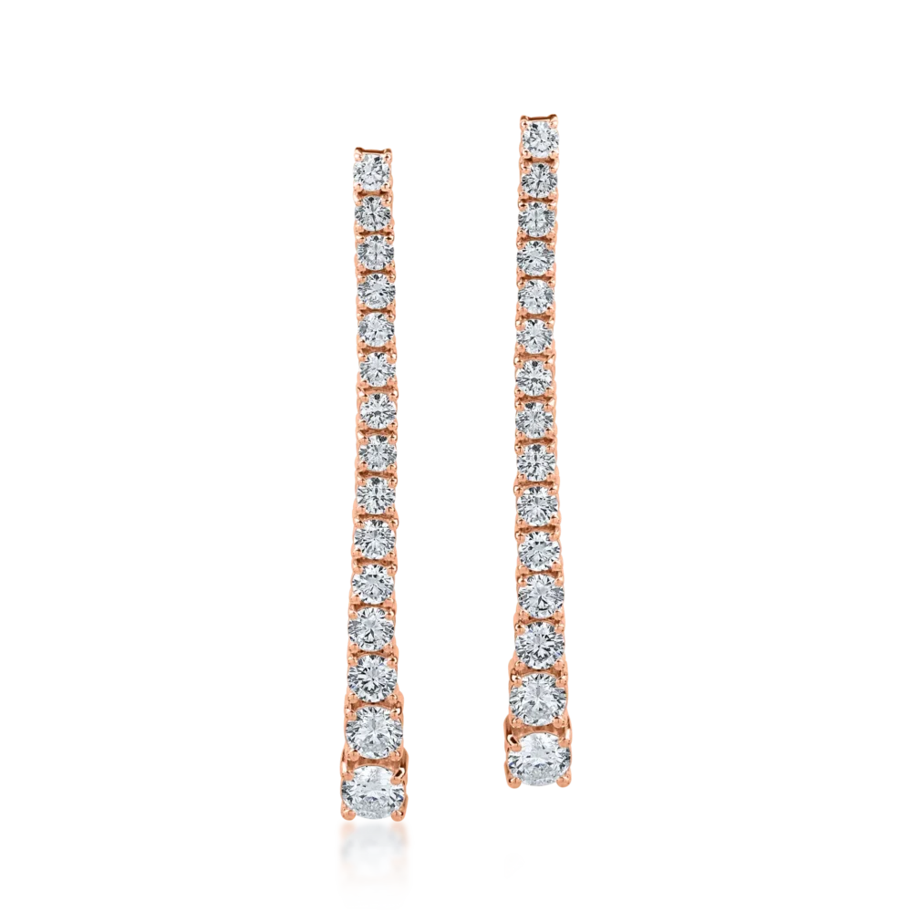 Cercei din aur roz cu diamante de 2ct - imagine 2