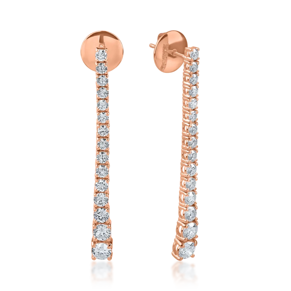 Cercei din aur roz cu diamante de 2ct